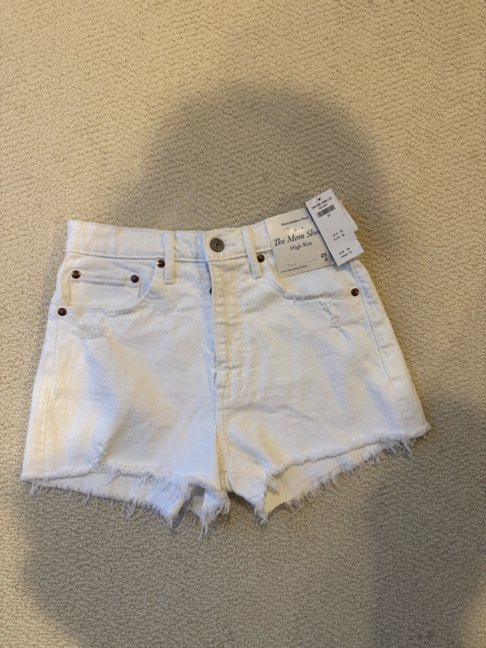 Abercrombie High Rise White Denim Shorts